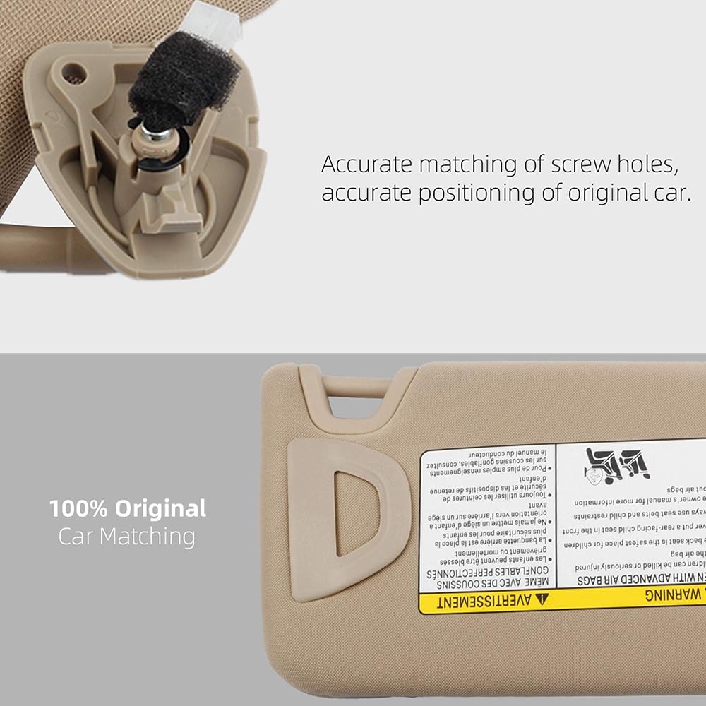 Dasbecan Beige Sunvisor Nissan Ultima 2013-2018 Mirror and Vanity Light No Sunroof # 96401-3TA2a (Beige left)