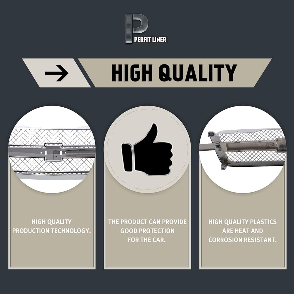 Perfit Liner Front All Chrome Glyl Grill Chroma Center Bar 2003-2006 Chevrolet Sylvarad Avava Lunch 1500 2500 3500 HD Pickup for GM1200514