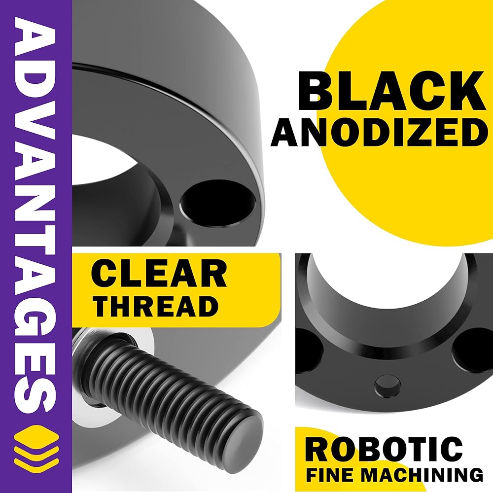 F150 2-inch leveling lift kit 2 inch front suspension lift kit forged strut spacer 2004-2023 Ford F150 2WD 4WD 4WD Expedition Mark LT 6061-T6 Aluminum level kit 2WD 4WD 4WD CNC Machine Alumite Black