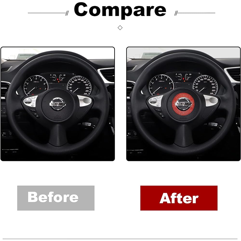 TopDall Bling Steering Wheel Crystal Shiny Decal Decorative Cover Sticker Ring for Nissan