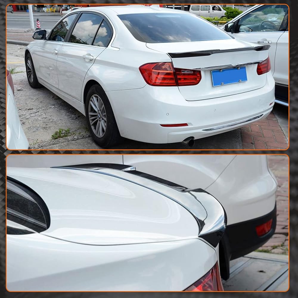 MCARCAR KIT Real Carbon FIBAT Lanks Poiler BMW 3 Series F30 2012-2018 & F80 M3 2014-2018 Rear Spoiler 328i 335i 330i 330i 340i 316i 316i 318i Rear Boot Trid Haikix Win Grip (Style A)