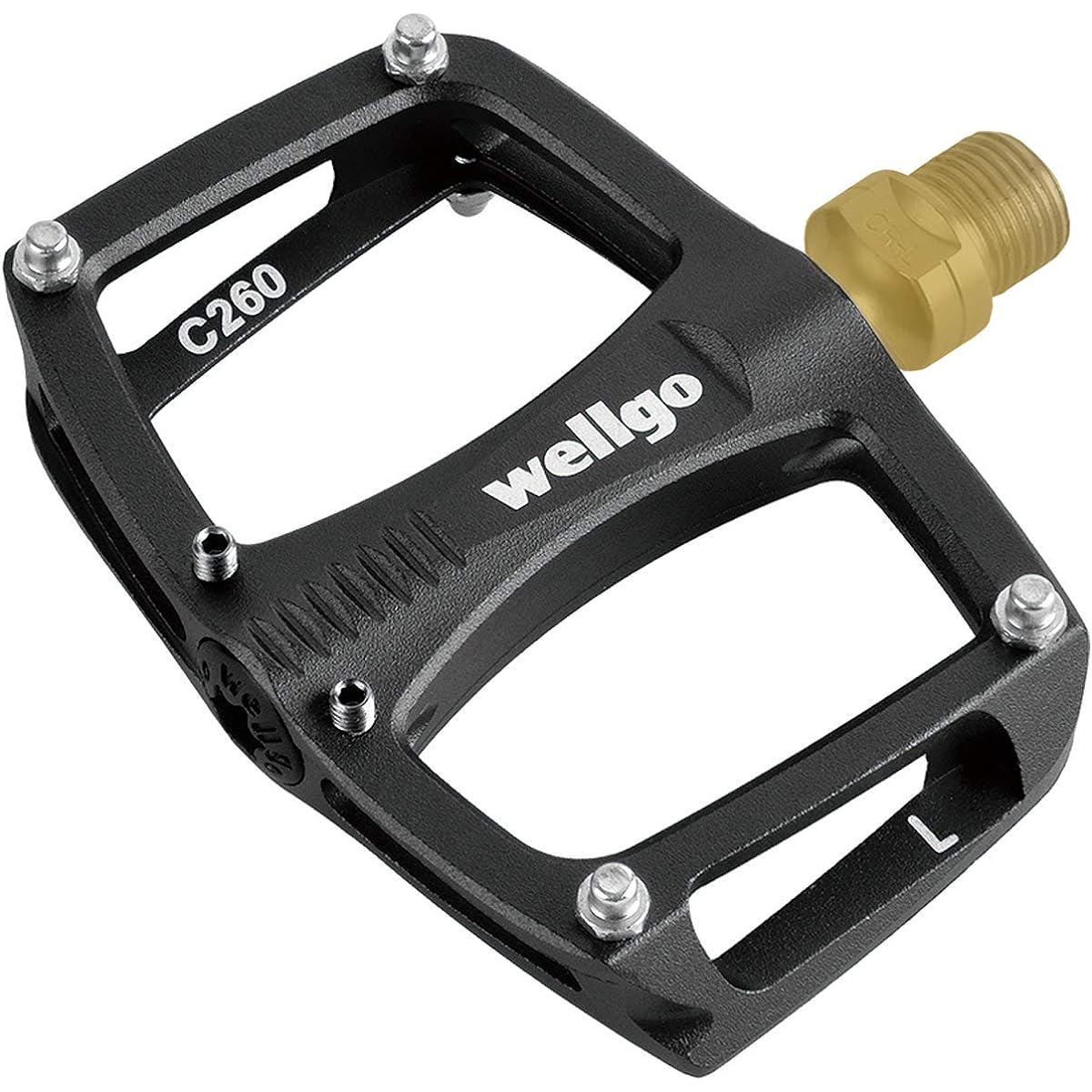 WELLGO Aluminum Pedal Lightweight Titanium Shaft with Pin Black 188g Road/ATB/MTB C-260