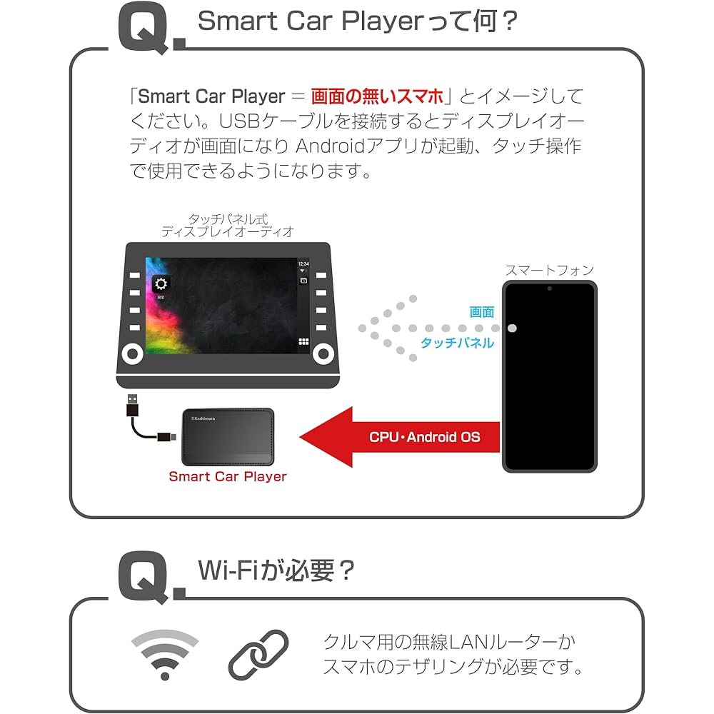 Kashimura (Kashimura) You can watch video apps while driving with CarPlay compatible display audio! Car media player Smart Car Player NKD-255