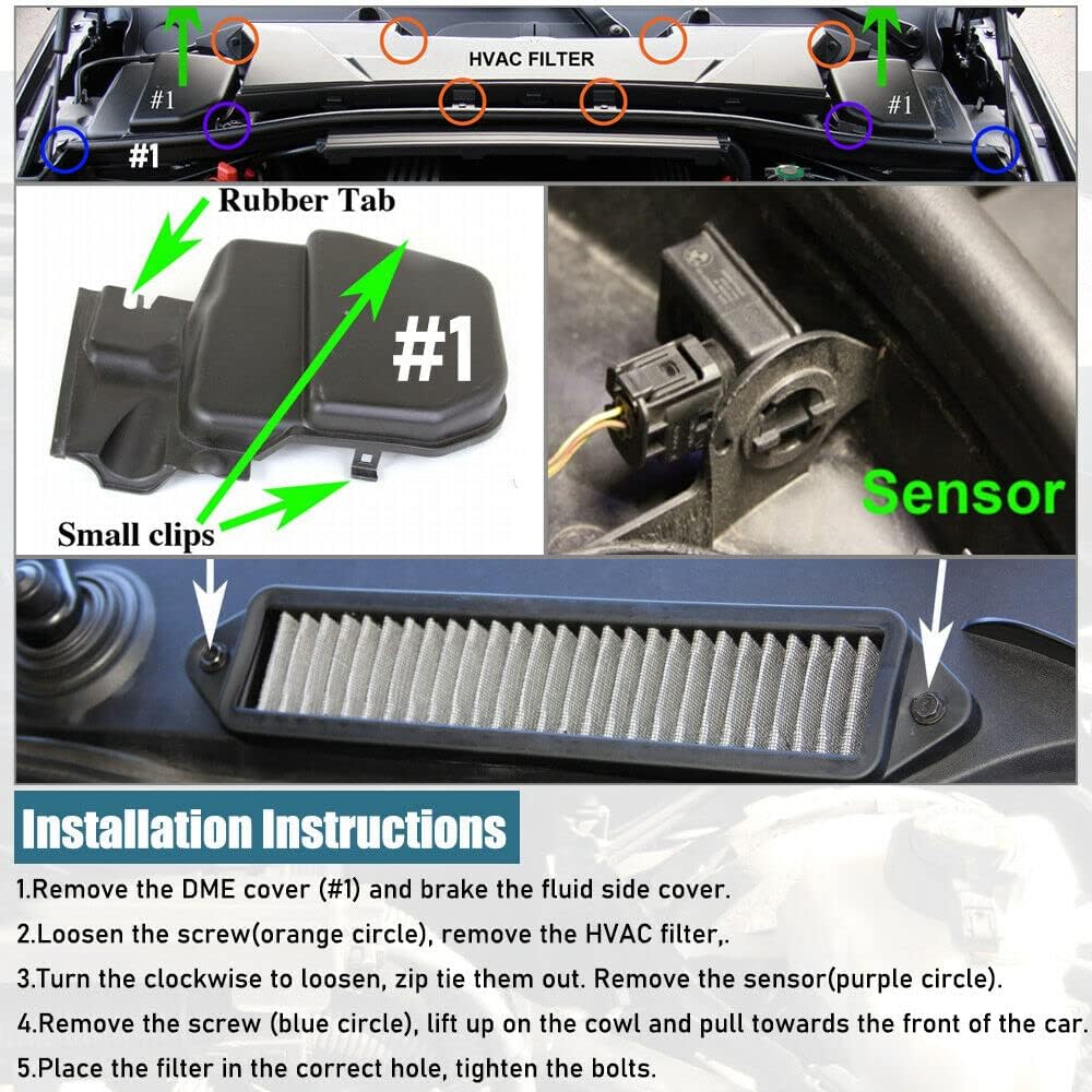PQY Cabin Air cowl filter B-MW e82 E88 E88 E91 E92 E92 E92 E92 X1 335i 328i