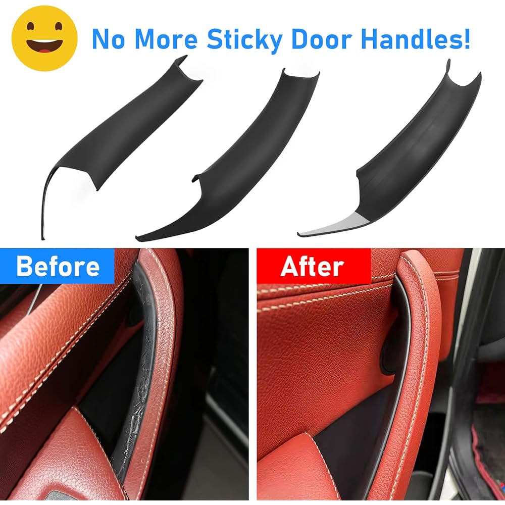 JARONX BMW X3 F25/X4 F26 Door handle cover 3 Piece Door Pulle handle cover BMW X3 F25 2010-2016 X4 F26 2014-2017 left and right side door handle interior apple handle (black)