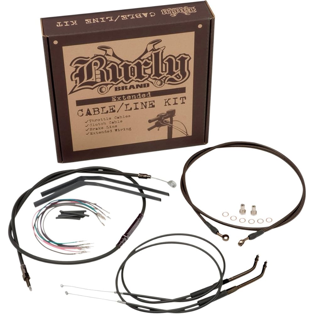 BURLY BRAND Black 14-inch Ape H hanger cable/Brake kit B30-1009