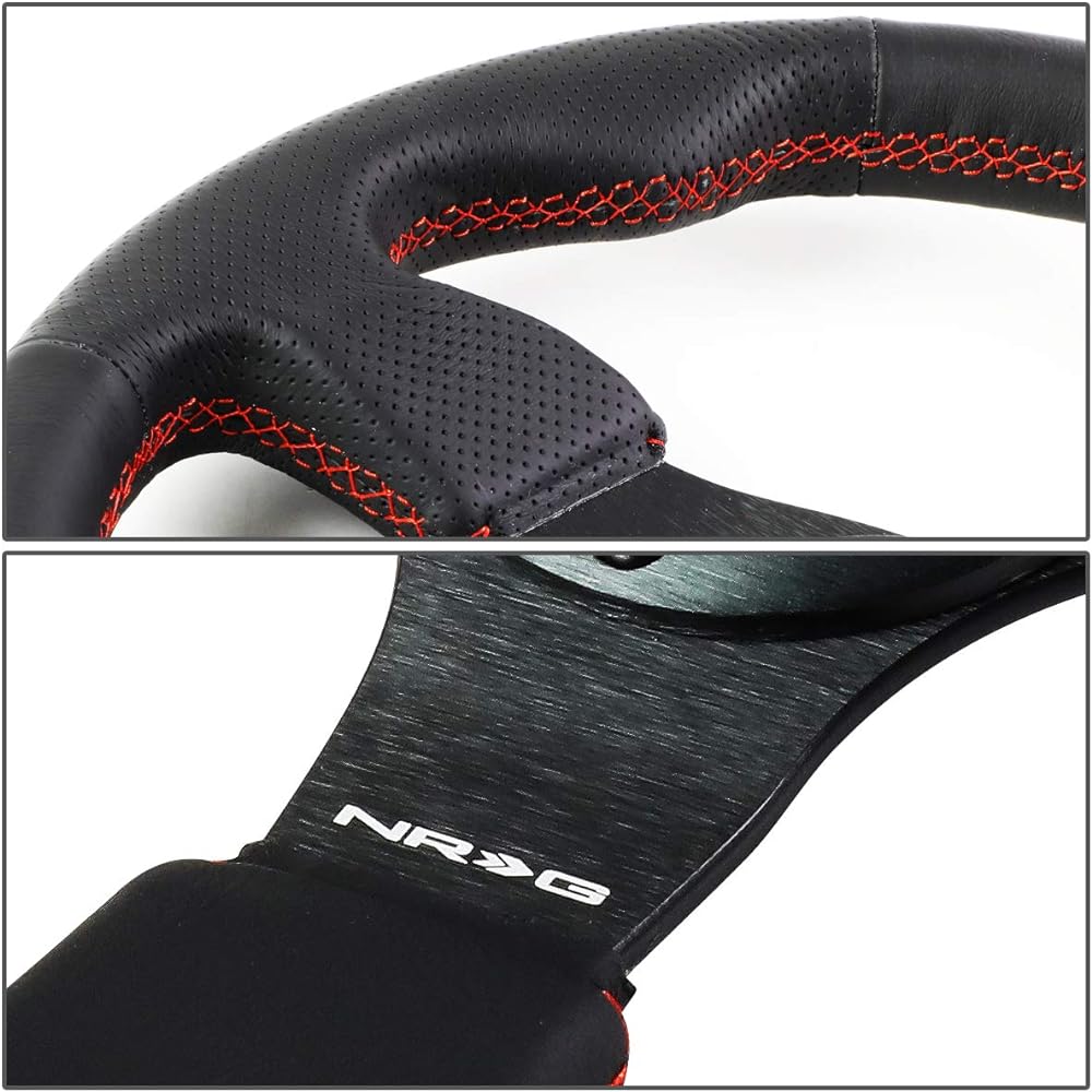 NRG Innovations RST-012R-RS reinforced steering wheel (320mm sports leather steering wheel red stitch)