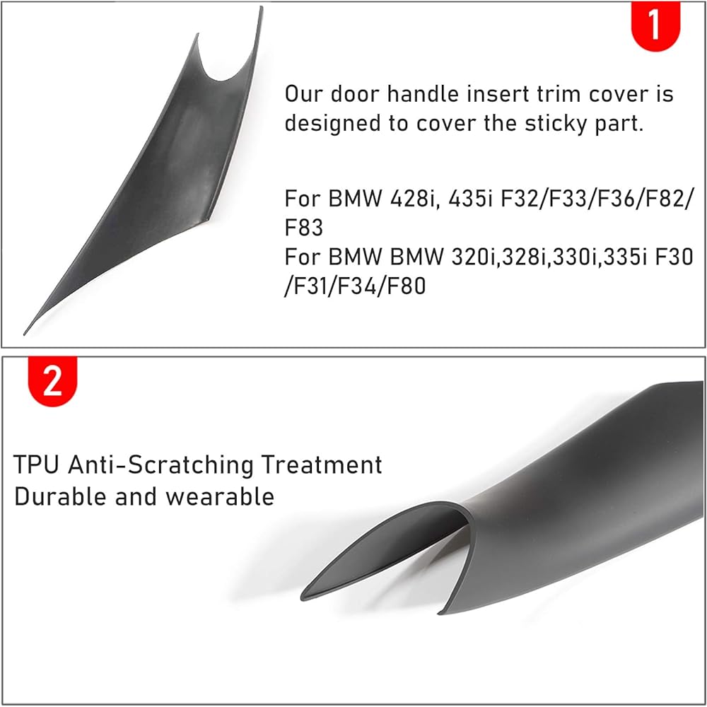 Jaronx door handle cover 2 BMW 3 Series F30/F31/F80 Left rear+right rear passenger seat door-to-handle cover (BMW 320i, 325I, 330I, 335I, 340i, M3) (Later part-Black)