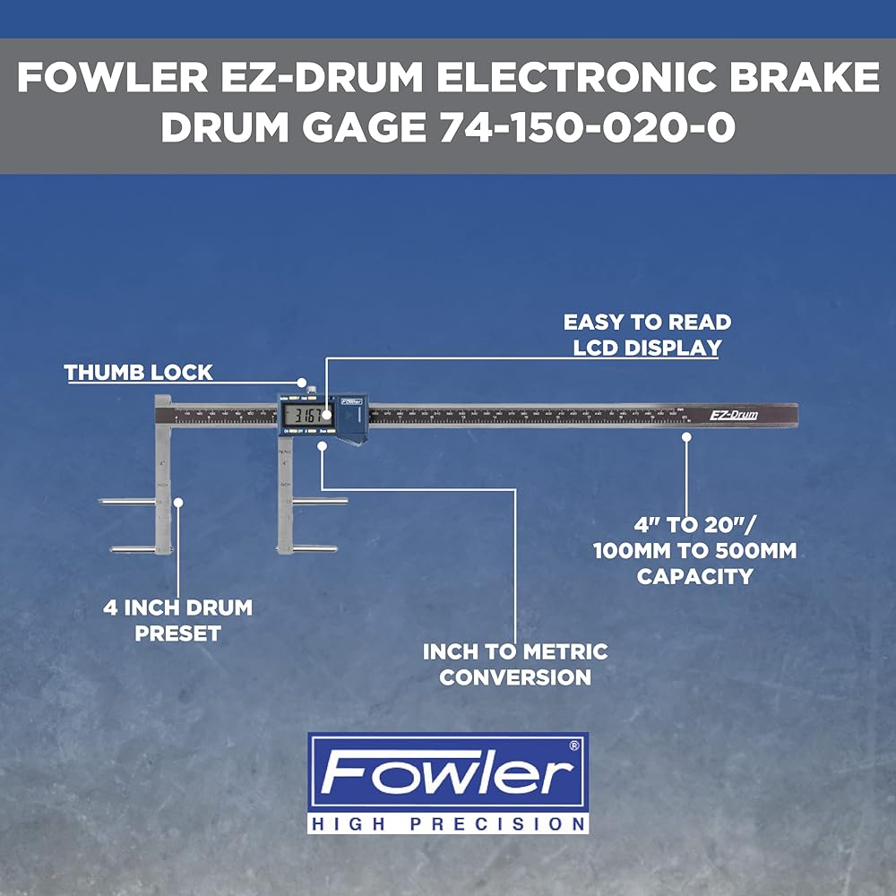 Fowler 74 & ndash; 150 & ndash; 020 EZ-drum electronic brake drum gauge