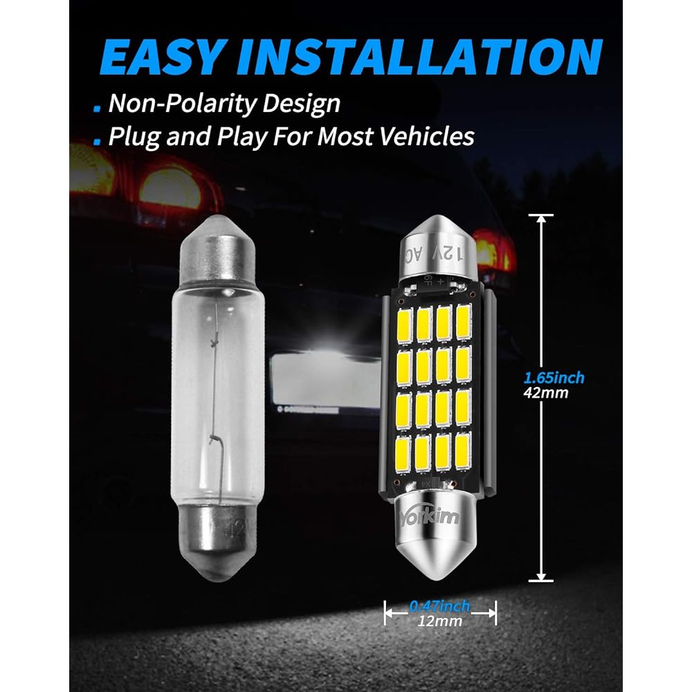 YORKIM Feston Wedge number Light Room Lamp LED 42mm 4014 16SMD 12V Polarine White 4 pieces