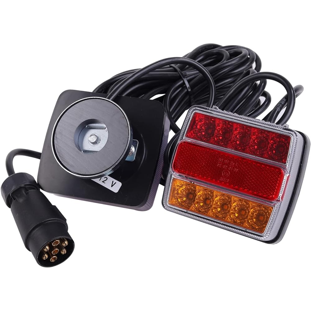 12V LED Tail Tail Lamp Light Turn Signal Brake Lamp Trailer Hitch Member Magnetic 7 Pin 7 Pole Coupler General Purpose Product (Set of 2)