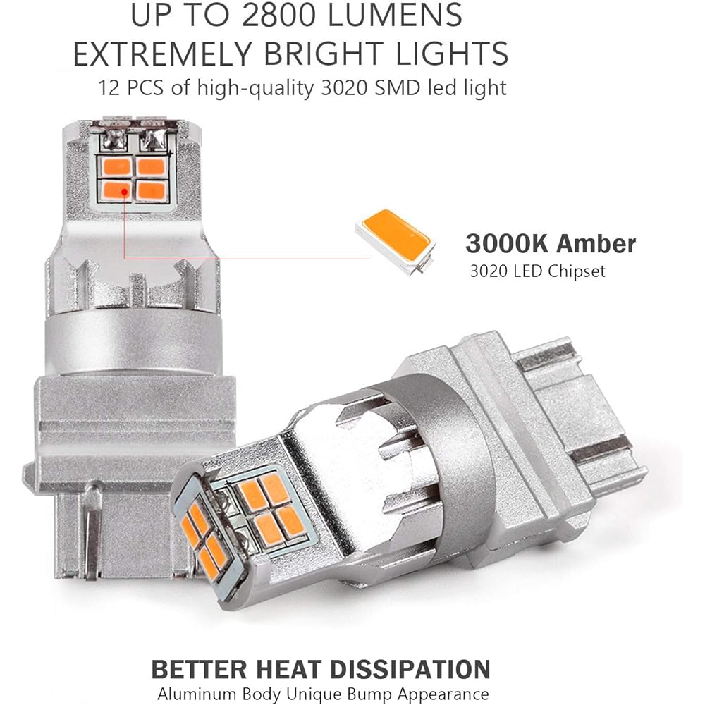 JDM ASTAR 2800 Lumen Very bright 1: 1 design 3020 chip 3056 3156 3057 4157 LED bulb amber -yellow