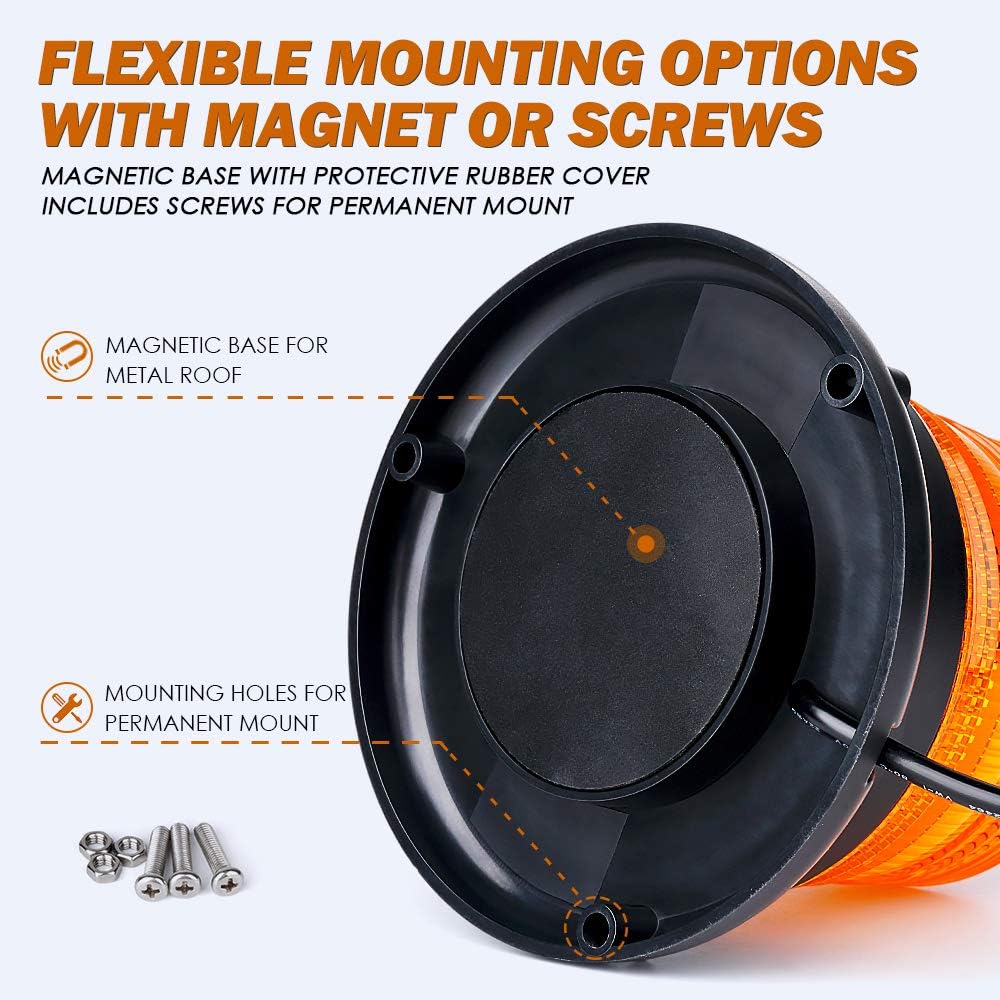 XPRITE Amber LED Bee Contro Ballite Folk Lift Rouft Warning Warning Warning Warning Warning Warning Construction Vehicle Tow Track Truck Security Patrol Postal Golf Cart UTV ATV For Snow removal