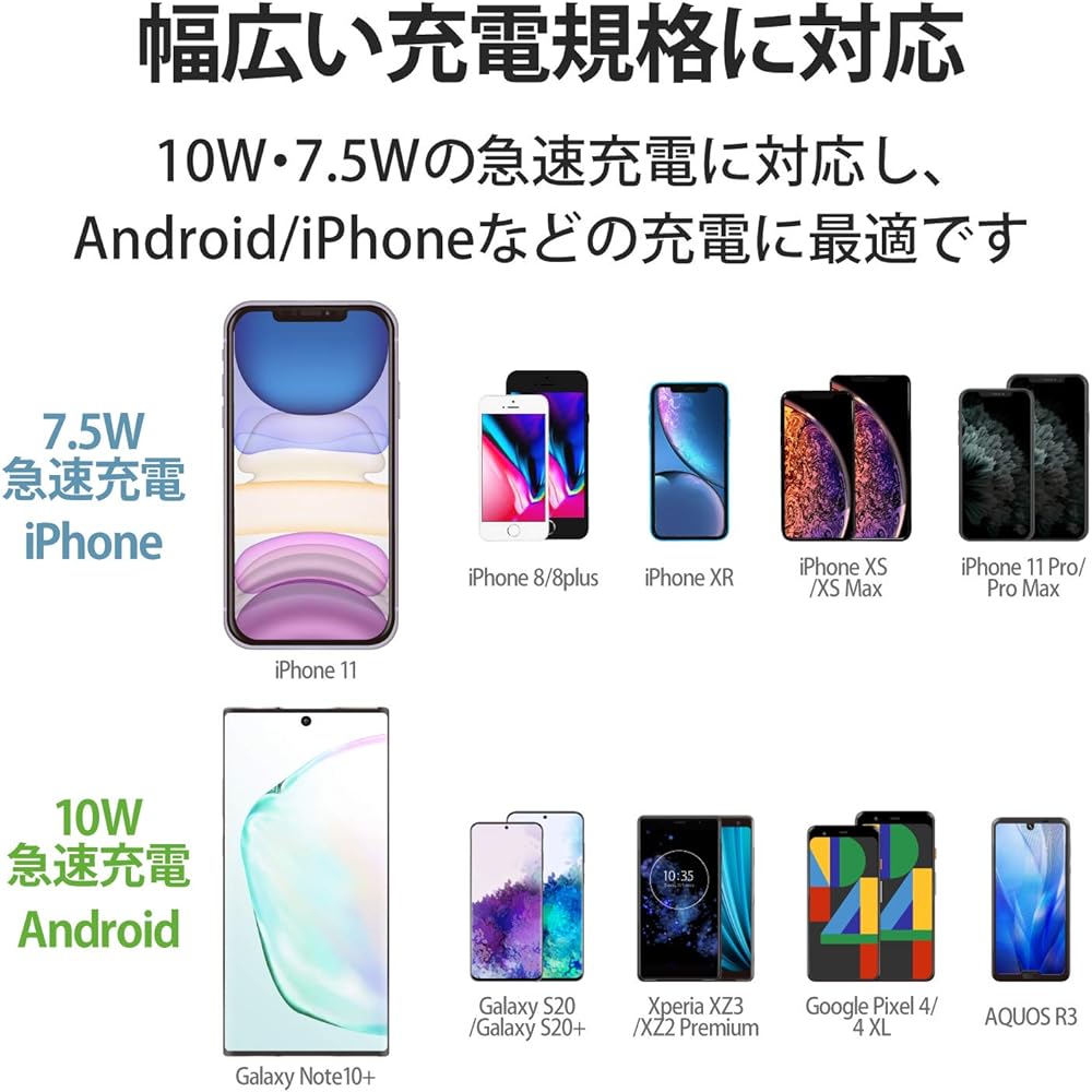 ELECOM Wireless Charger Qi Charger 5W 7.5W 10W Car Holder Automatic Open/Close Gel Suction Cup Long Type Black W-QC08BK