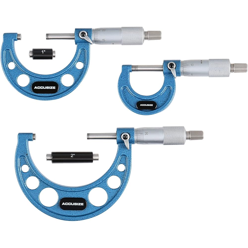 Accusize Industrial Tools 0-3 inch x 0.0001 Inch ultra-precision micrometer carbide chip 3 sets EG00-0903
