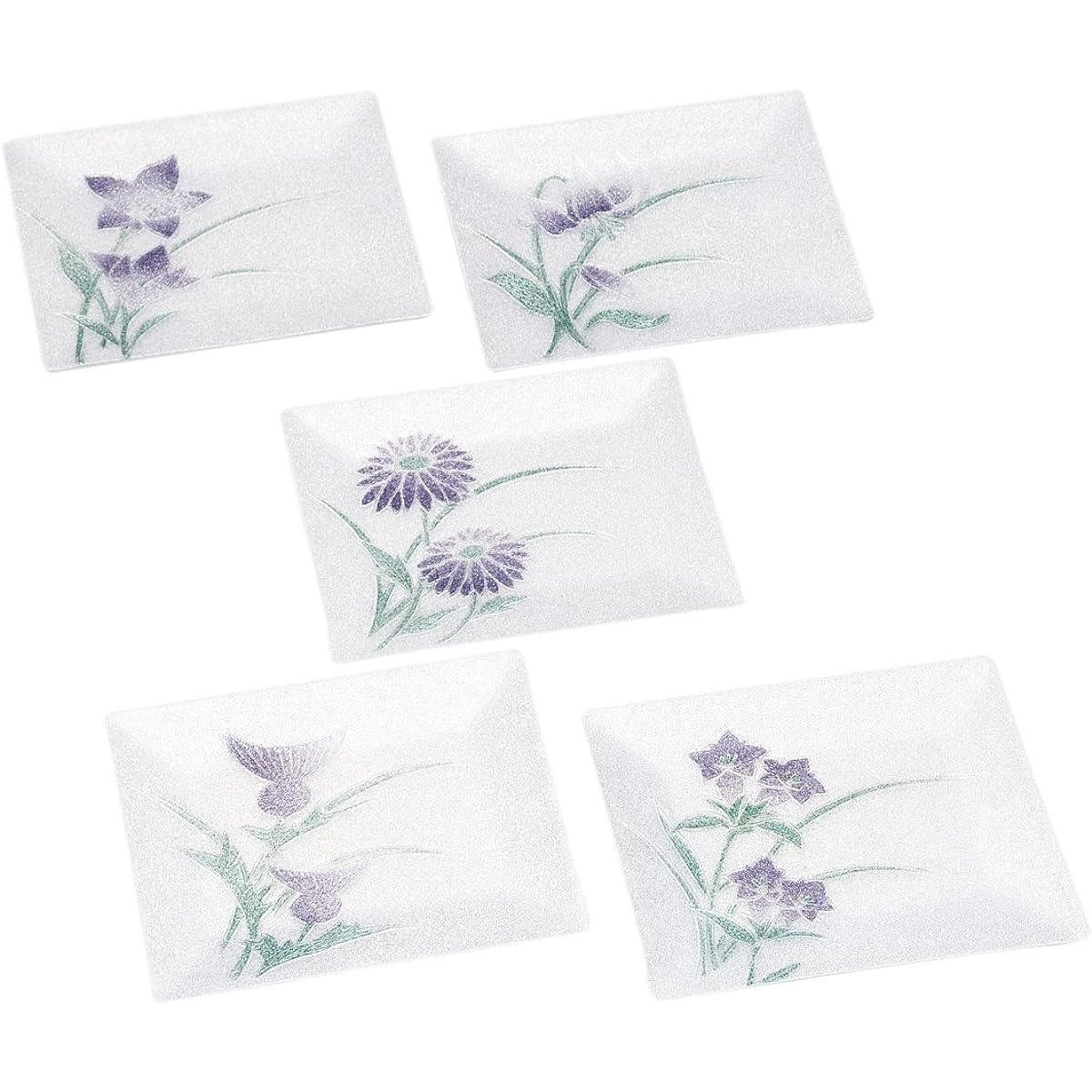 Saikosha Cloisonné Medium Square Purple Plate 5PC Set 017-06