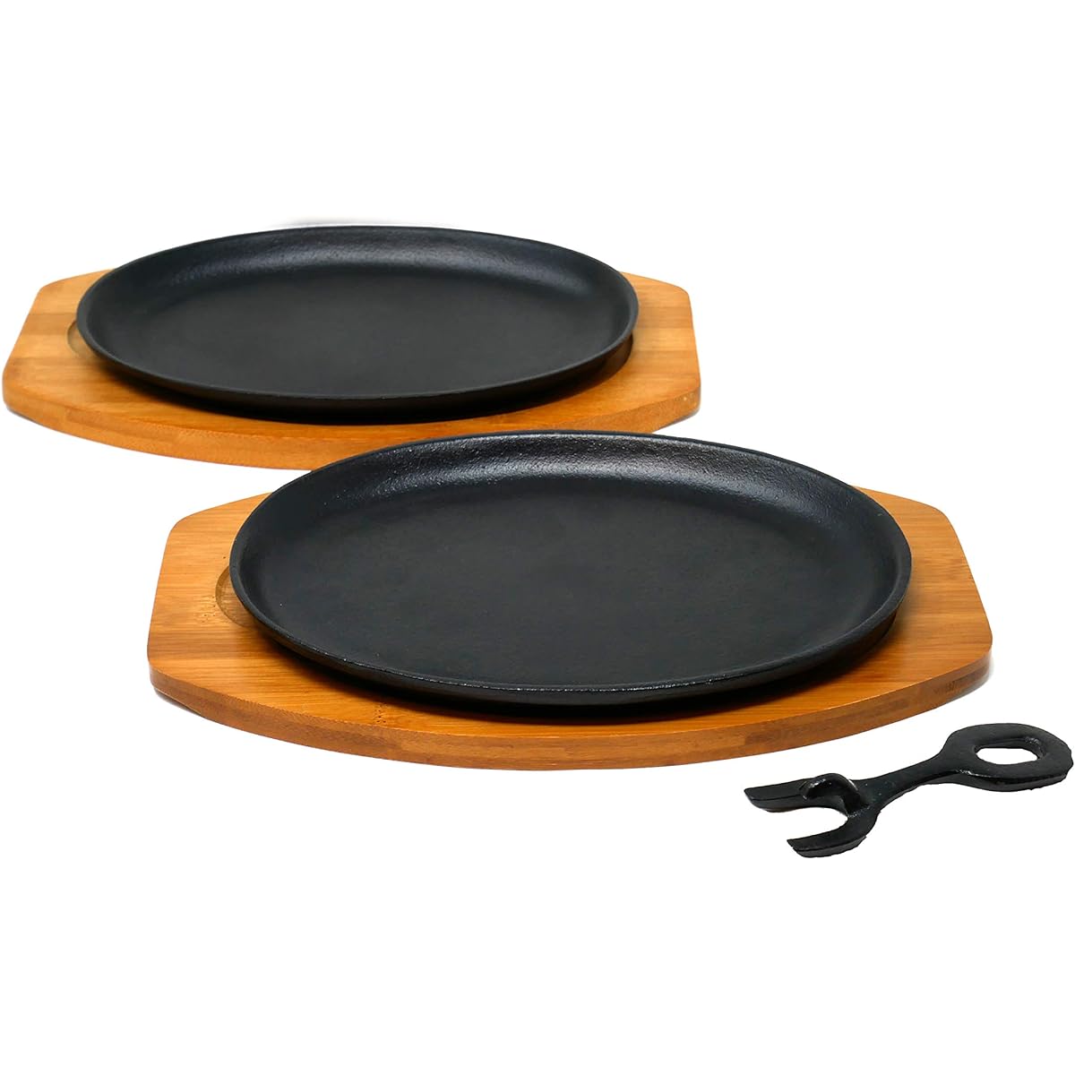 Ishigaki Steak Plate, Cast Iron, Width 29 x Depth 19 x Height 3.5cm, Enjoy piping hot steak at home, sold in case, 2 pieces, 8 piece set, large size