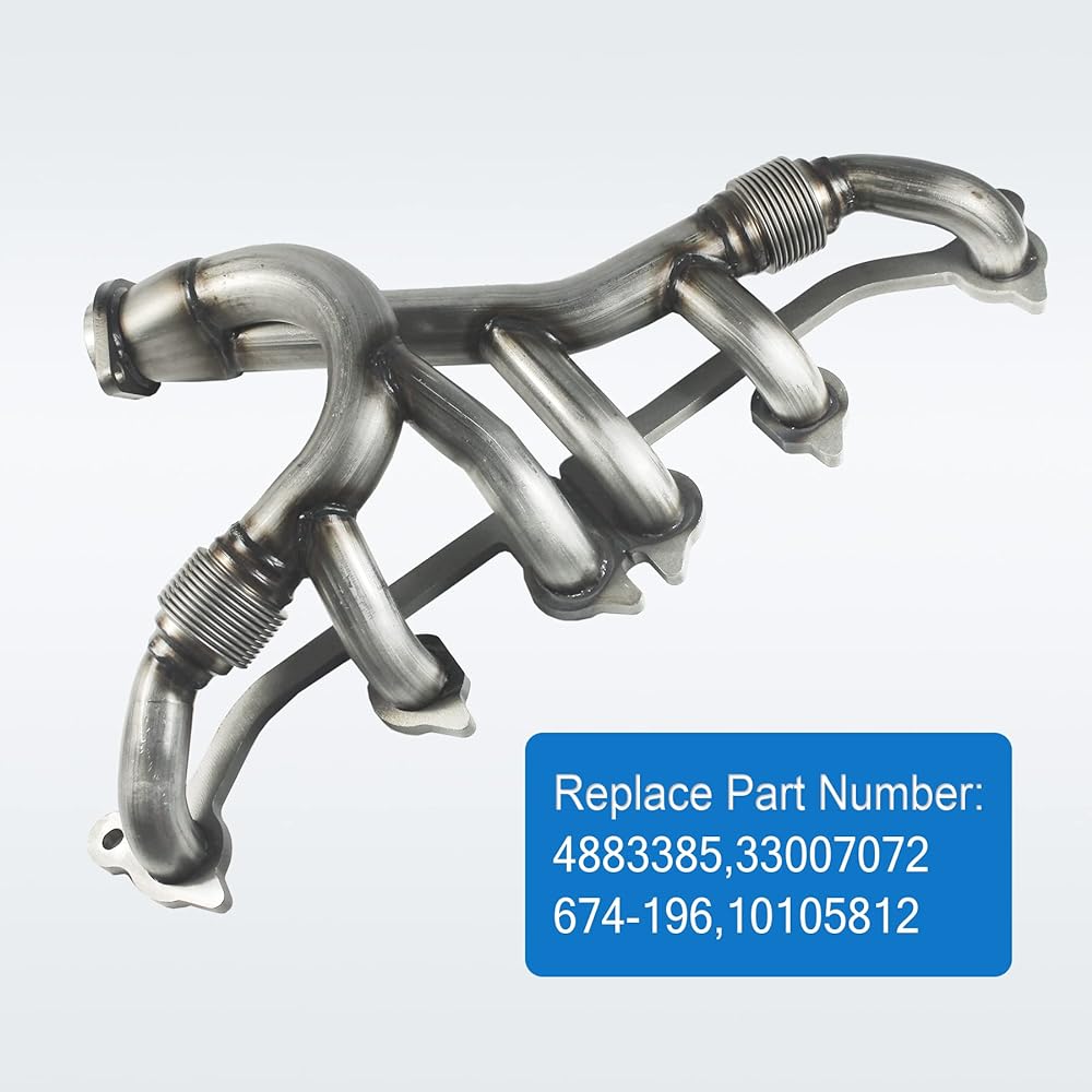 JDMSPEED Stainless steel exhaust manifold & gasket kit replacement Grand cherokie Wrangler 4.0L Jeep Select 1991-1999 (4.0L engine only) 33007072, 4883385 replacement.