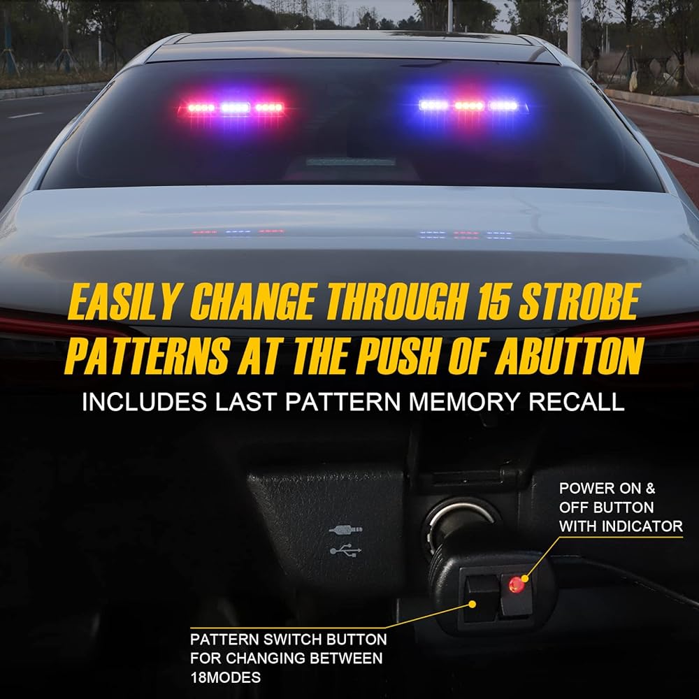 XRIDONSEN Emergency Stror Bodolis Light Transportation Advisor Light Bar Safety Dangerous Warning Interior Front/Rear Front glass Deck Division Vehicle Truck (Red/Blue 2x10 inch)