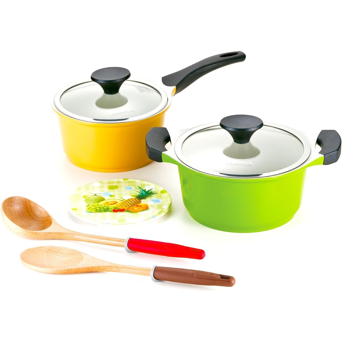 Thanks pot set multi-color one-handed pot/approx. 36 x 20 x 14cm, two-handed pot/approx. 30 x 20 x 15cm
