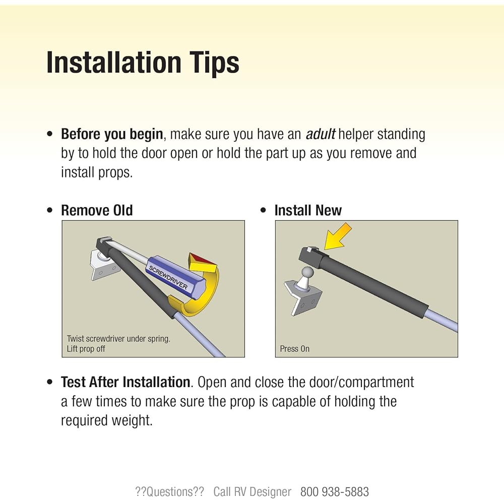 RV DESIGNER G15 Gas Prop Door Support 17 inch 35 pound load -bearing exterior fittings