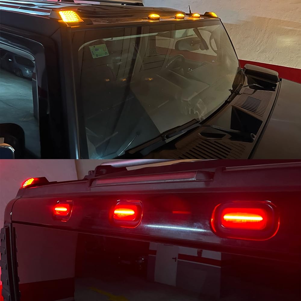 MyNOWAY Smoke Lens LED Marker Light Kit replacement H2 2003-2009 4 Front Amber Rear Red Side Fender Bumper Drying Position Lamp OE 25952319 15114677 Replacement