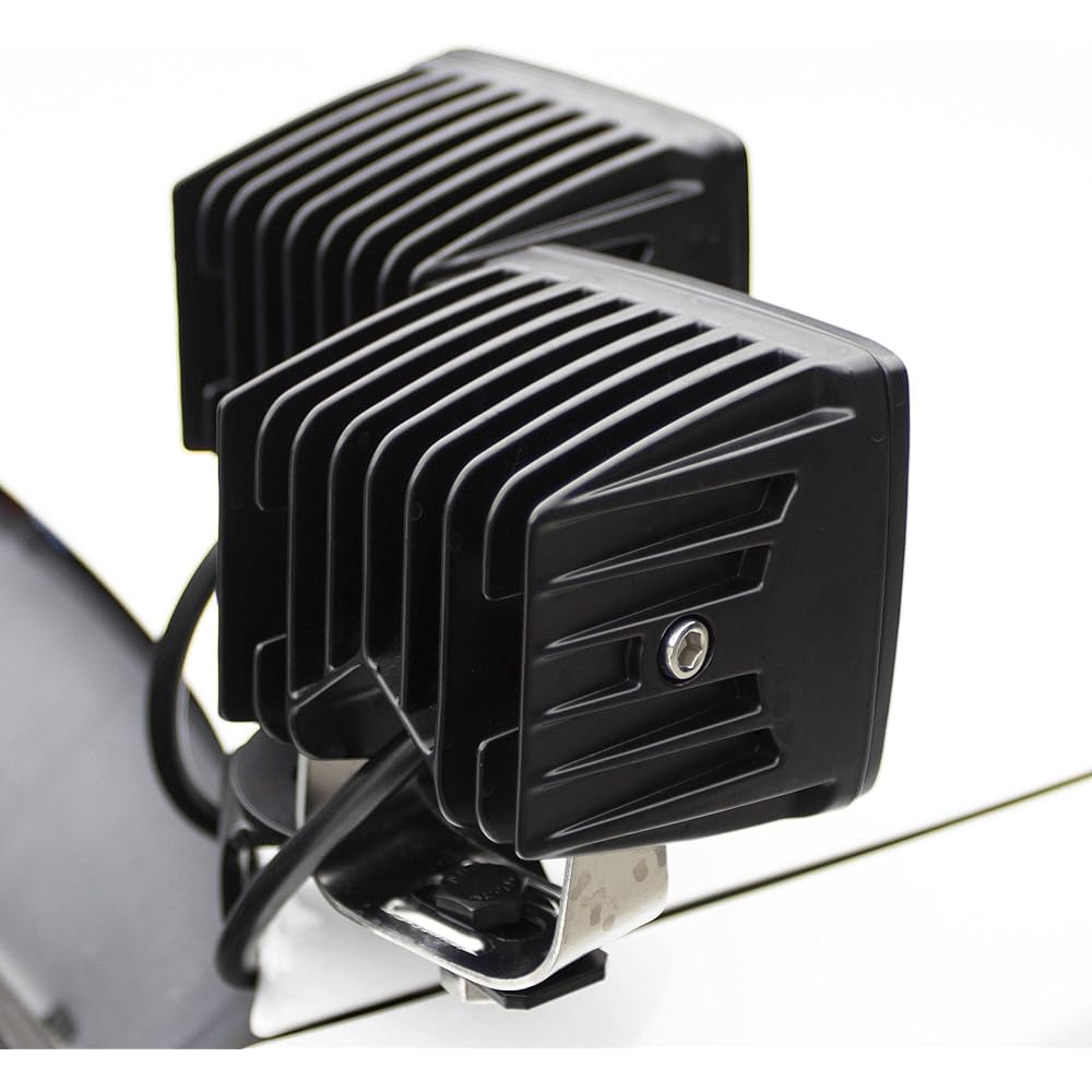 ZROADZ Food Hinge Adapter Plate (4) 3 inch LED Podlight is attached to the hood hinge bracket -PN #Z360002 Black