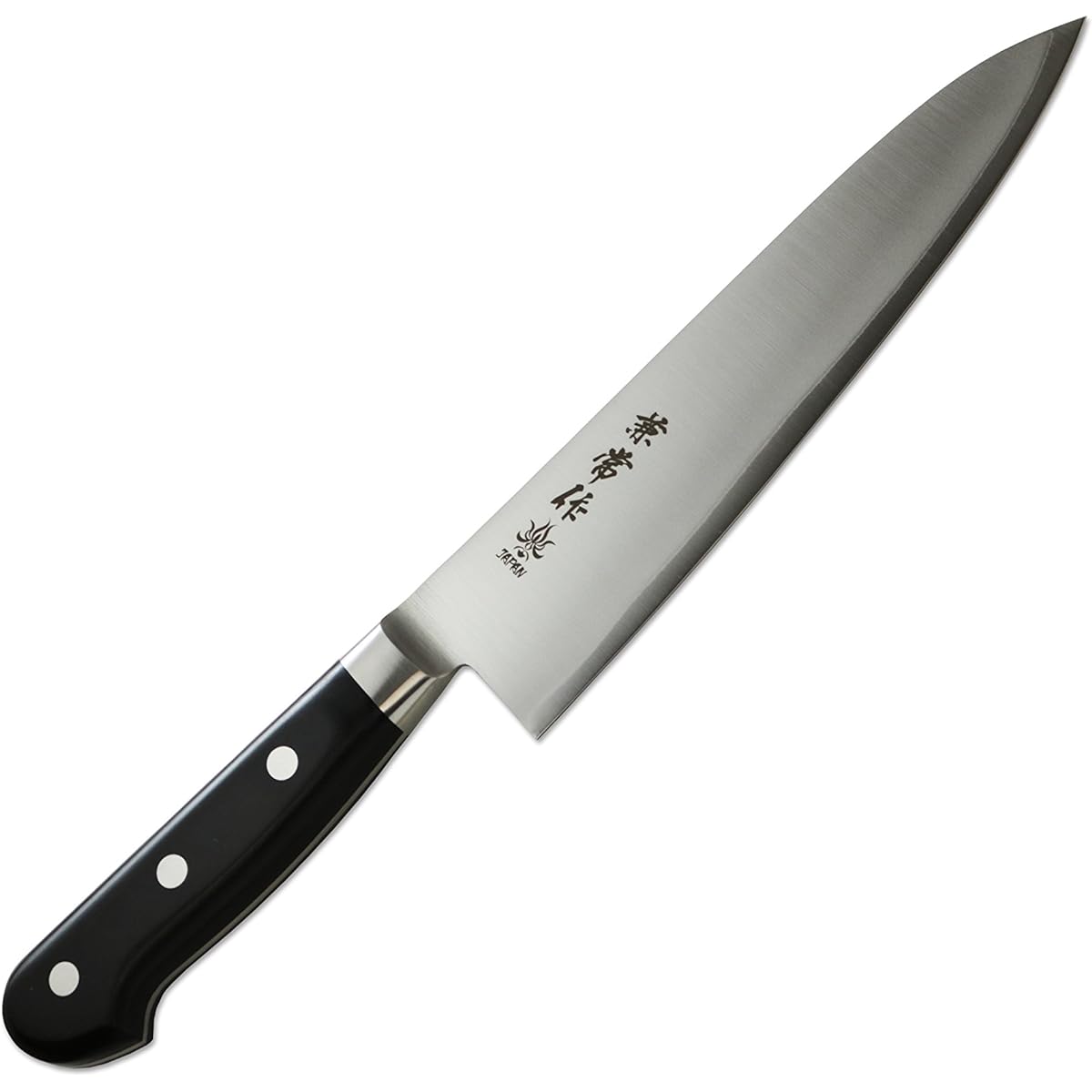 Kanetsune Seki Blue Steel Honwari-Ki with Base Gyuto Black Plywood Handle 180mm KC-126