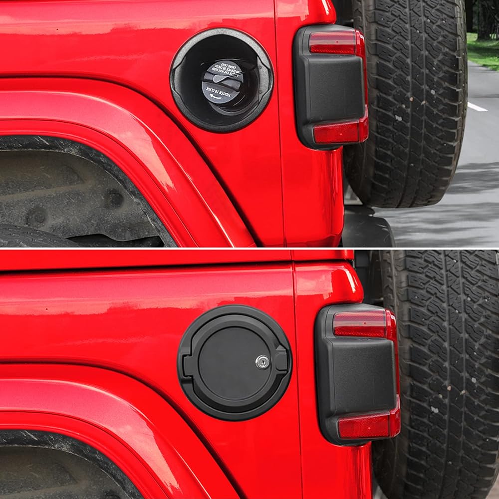 JECAR Ferrofler Cover Lock Lock Gas Tank Door Aluminum Alloy Glin Gas Cap Cover Exterior Accessories JEEP WRANGLER 2018-2023 JL JLU Compatible US flags