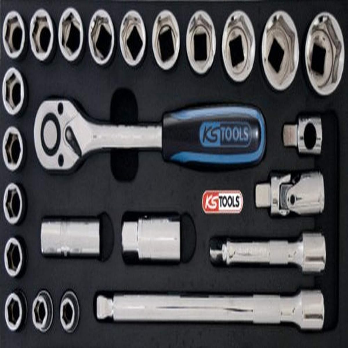 KS TOOLS CHROMEplus socket set 1/2" 24 pcs 1/3 system insert 818.1303