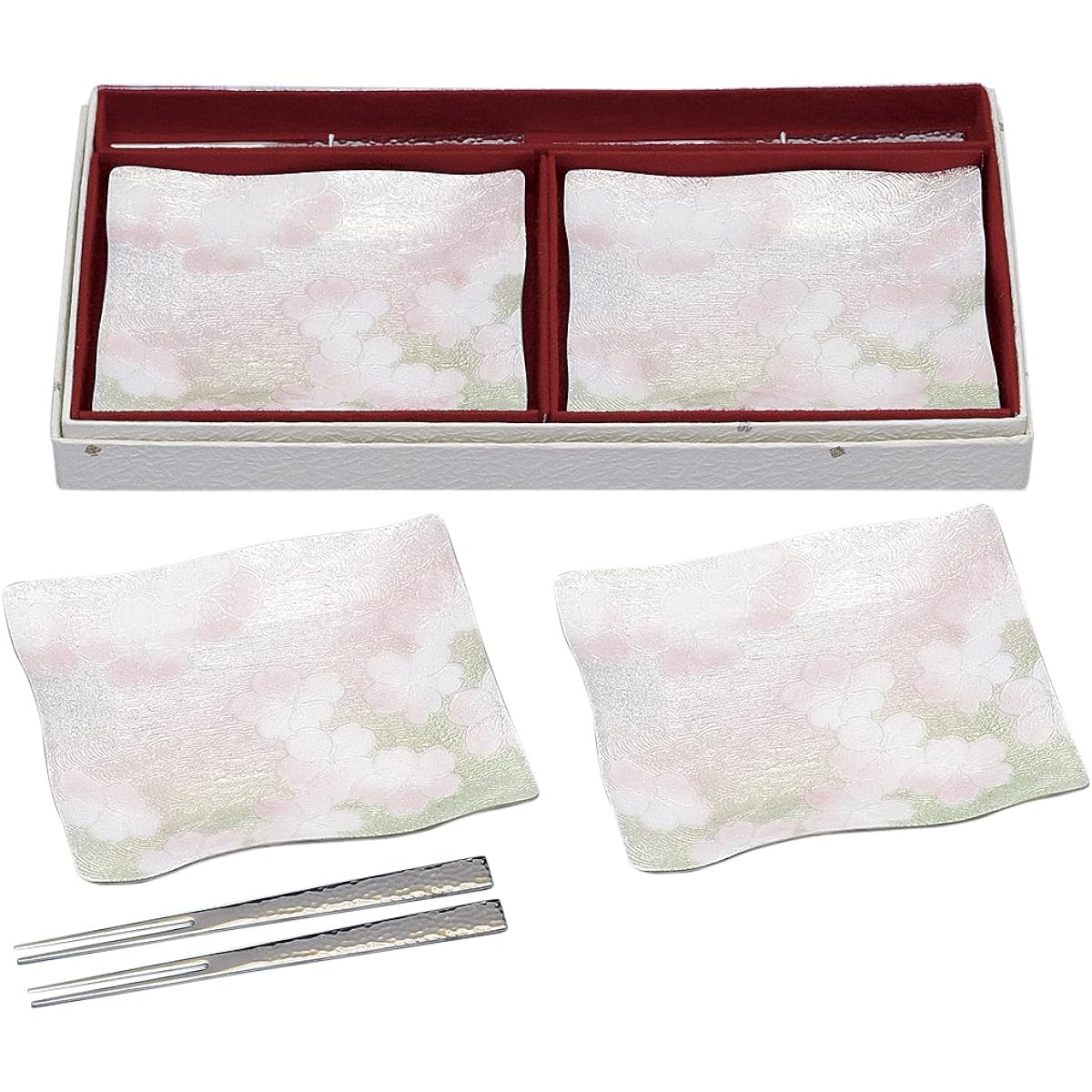 Saikosha Cloisonné Wave Plate Cherry Blossom Plate 2PC Set with Pick 016-14