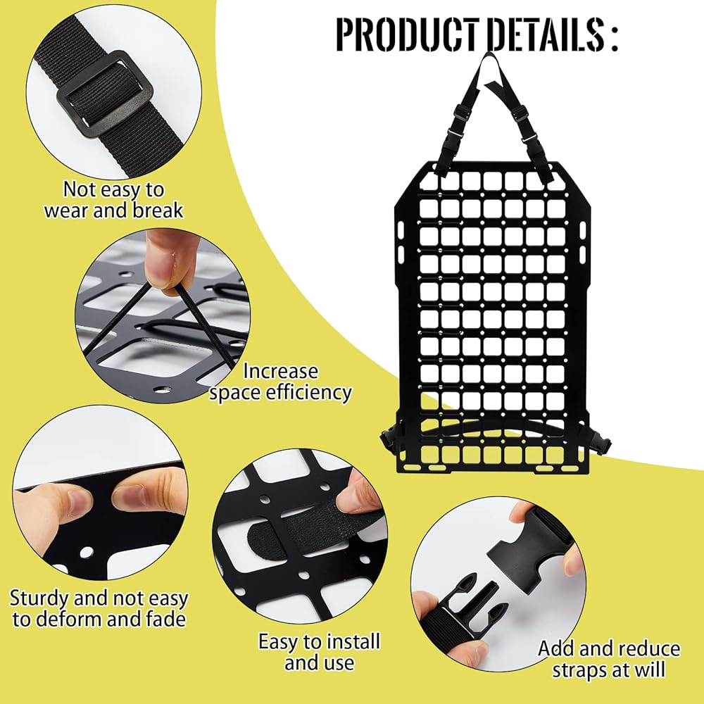 AMYLOVE 23 x 14.25 inch tactical sheet back organizer Rurable MOLLE Panel Curst Slue Organizer Back seat Track Mount Rack Panel MOLLE Pouch EDC Tools