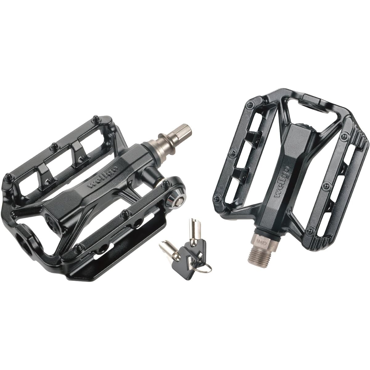 WELLGO Aluminum pedal QRDII-C231B with one push lock function Black QRDII-C231B