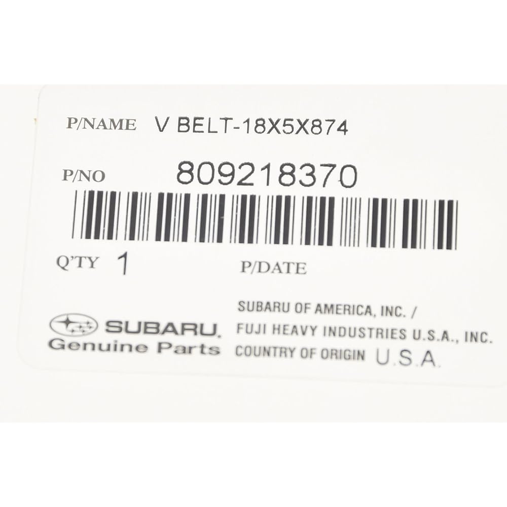 Genuine Subaru 809218370 V belt (18x5x874) 1 pack