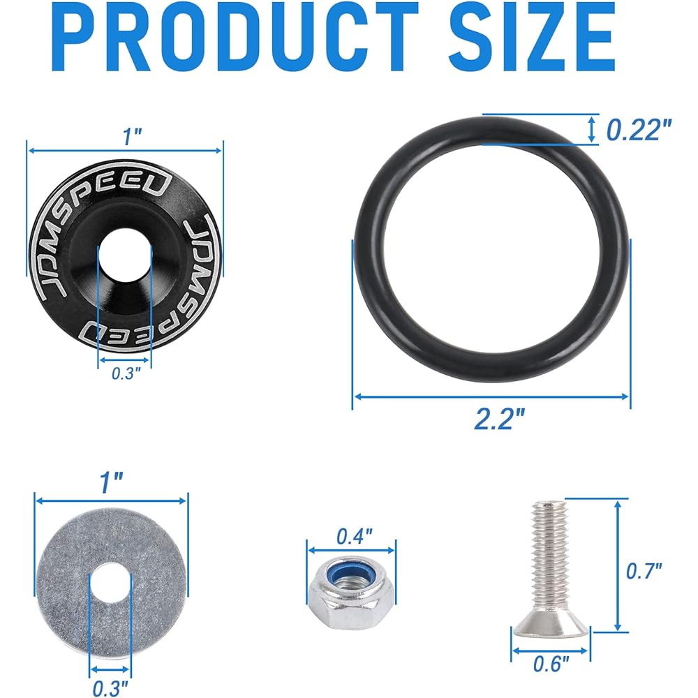 JDMSPEED Black Universal CNC Billet Bumper Trunk Quick Release Fastener Kit