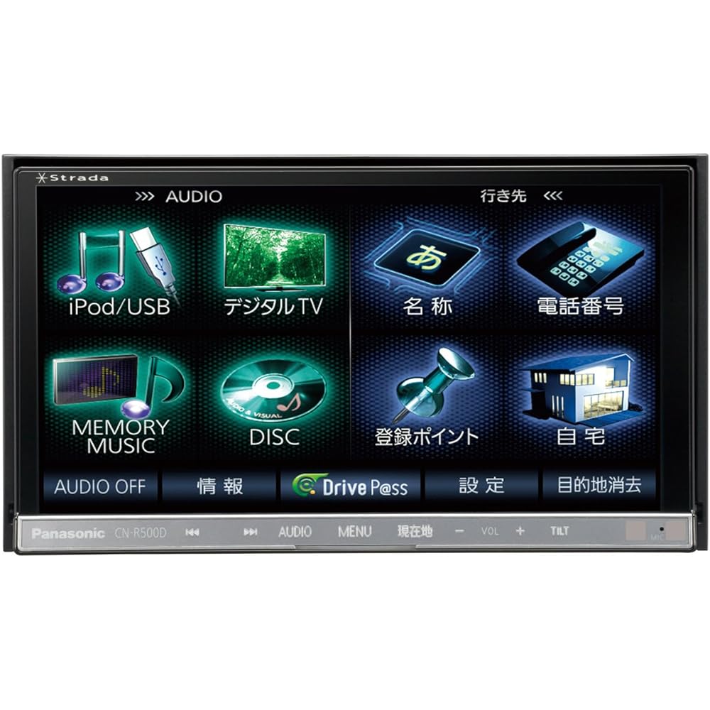 Panasonic Strada R Series 7V Wide VGA Monitor 2DIN Terrestrial Digital TV SD Car Navigation Station ●For 180mm Standard Console CN-R500D1
