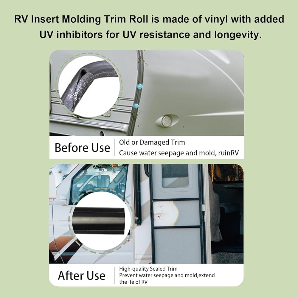 1 inch Black Vinyl Trim Molding Screw Cover RV Boat Camper Traveler (25 feet)