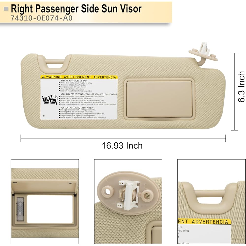 Right passenger seat Sanbizer Toyota Highlander 2015 2016 2017 2017 2019 Exchange # 74310-0E074-A0 Color Flax