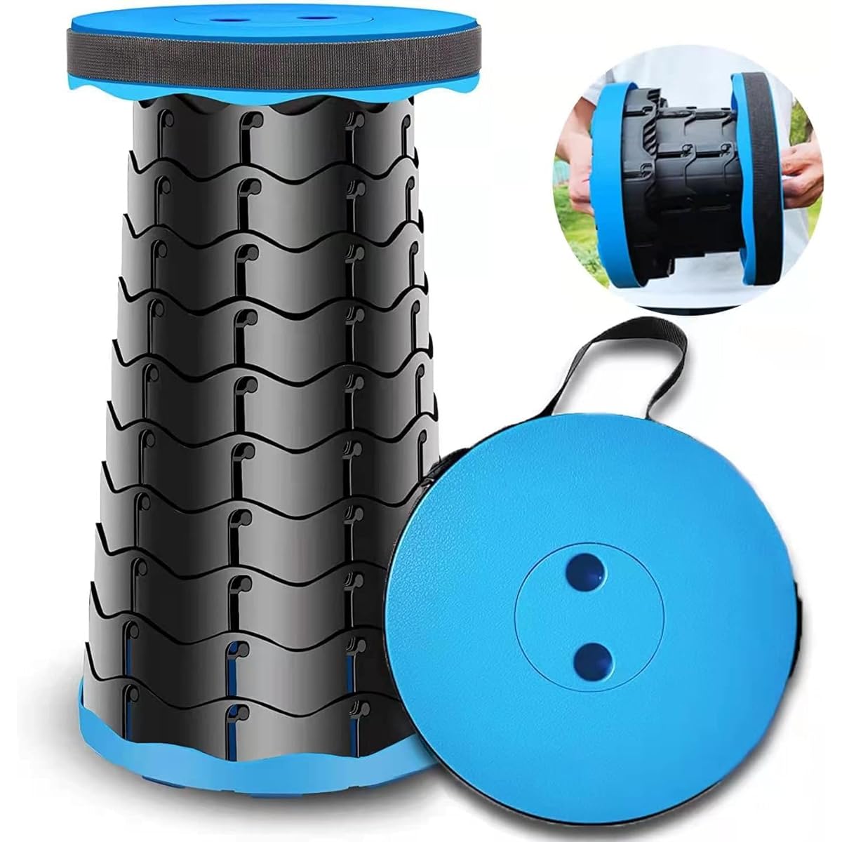 Folding Chair, Folding Chair, Lightweight, Compact, Load Capacity 180kg, Outdoor Camping Chair, Height Adjustable, 6.5-45cm, Portable, Can be opened and closed in 1 second, Telescoping Stool, Waterproof, Shoulder Bag, Portable, For Fishing/Fests/Sports D