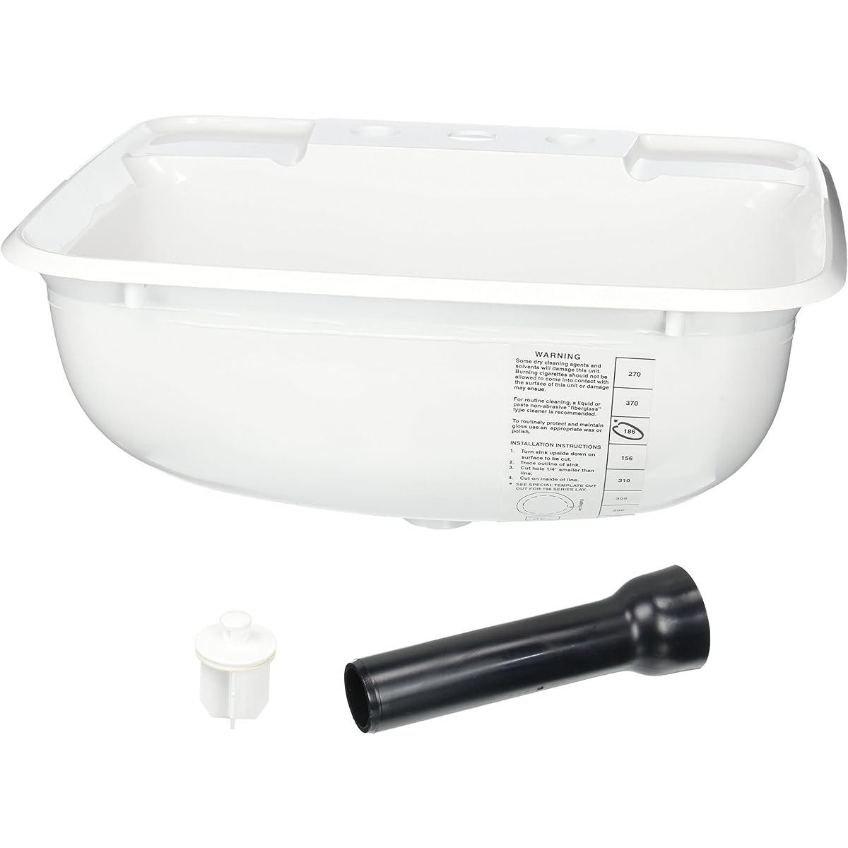 LASALLE BRISTOL 16186PW 12 inch x 15 inches x 6 inch white plastic sinks