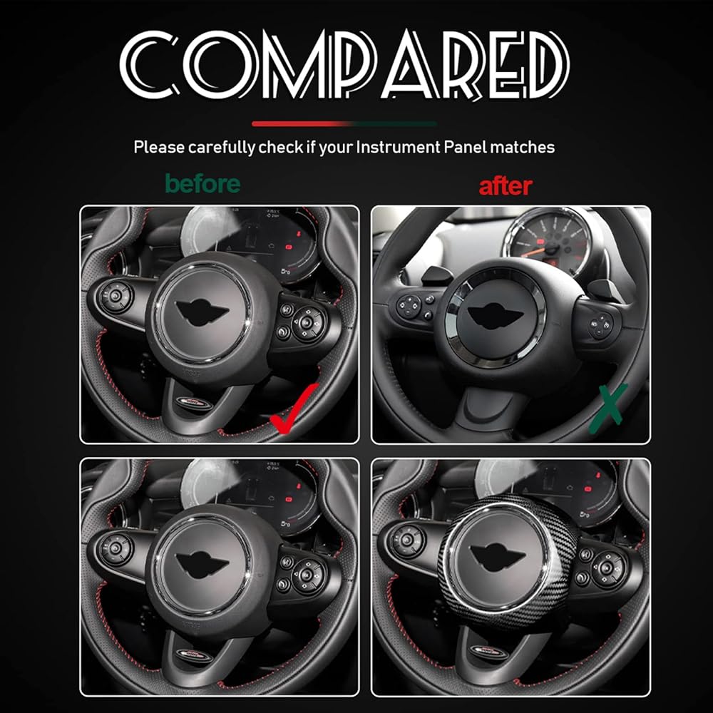 AIRSPEED Accessories Real Hard Carbon Fiber Car Steering Wheel Airbag Cover for Mini F54 F55 F55 F57 F60 Fashion Decal Dress Up Interior Parts Mini Cooper Clubman Countryman Cabrio Interior Panel (Black)