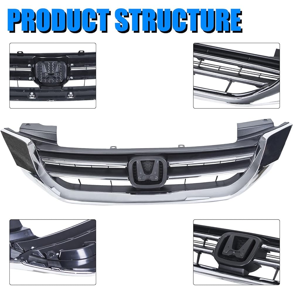ECOTRIC Front Bumper Food Grill replacement 2013-2015 Honda Code 4D 71121T2FA01 HO1200214 4 Door Sedan only
