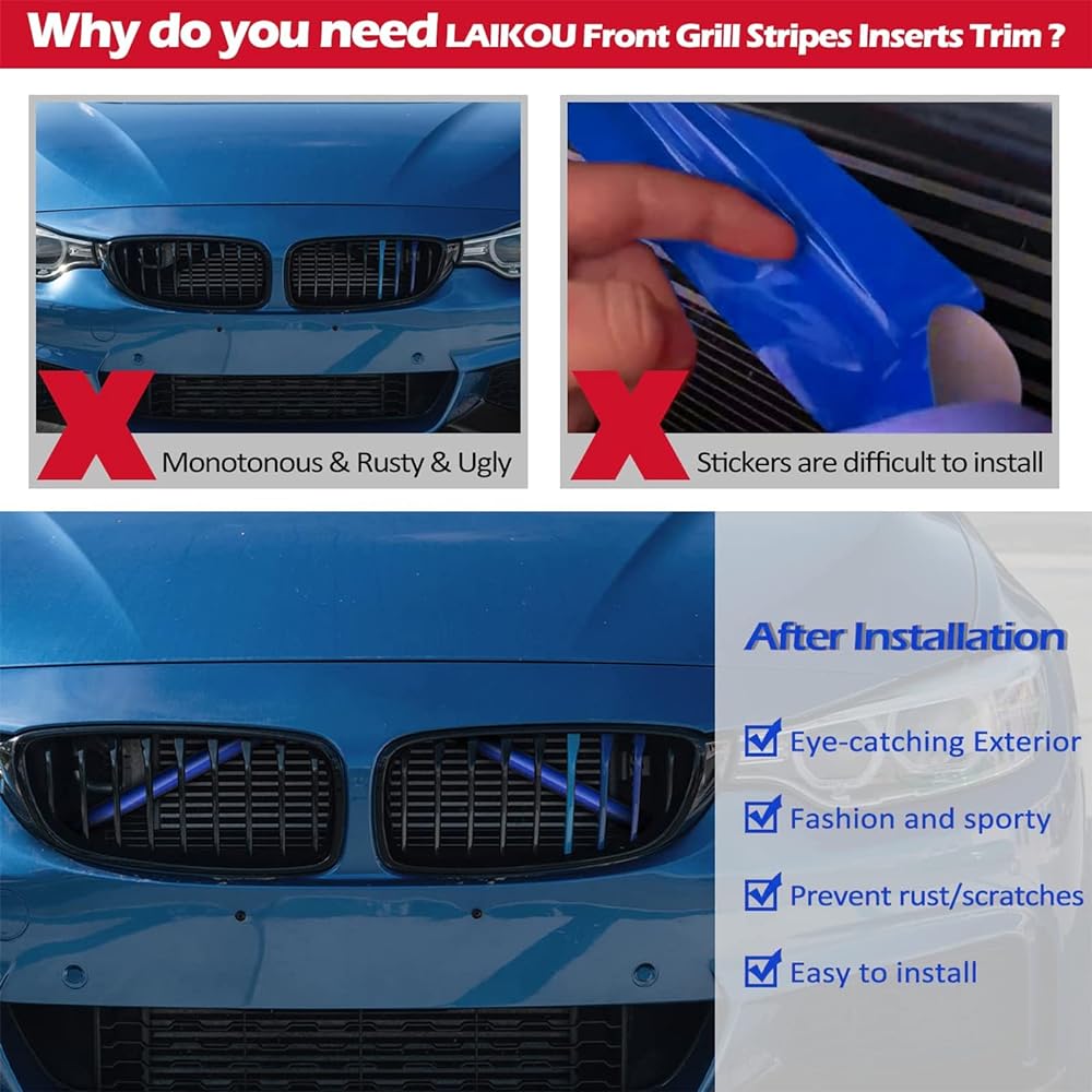 Grill insert 2 -point stripe trim compatible (blue)