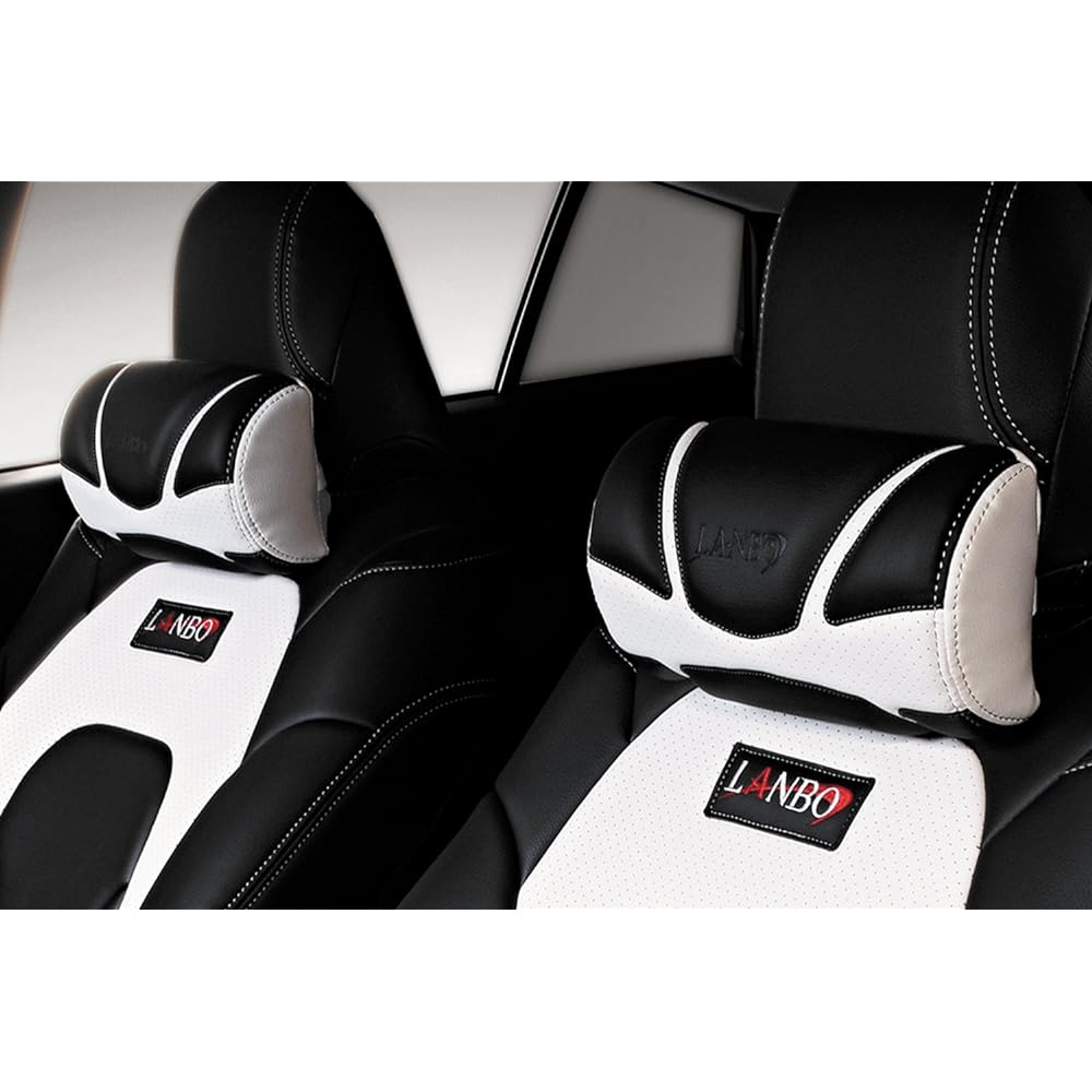 LANBO NECK PAD TYPE VOID (Set of 2) Black leather x white stitching neck pad General purpose Prius 50 series Hiace 200 series 1 type 2 type 3 type 4 type VOID-NP-WH