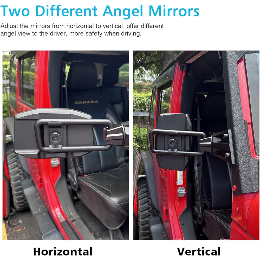 SUNPIE Door Off Miller JK JKU (Sports Sports S Rubicon Sahara Wilis) 2 doors & 4 doors 2007-2018 compatible shock resistance adjustable JK side mirrors