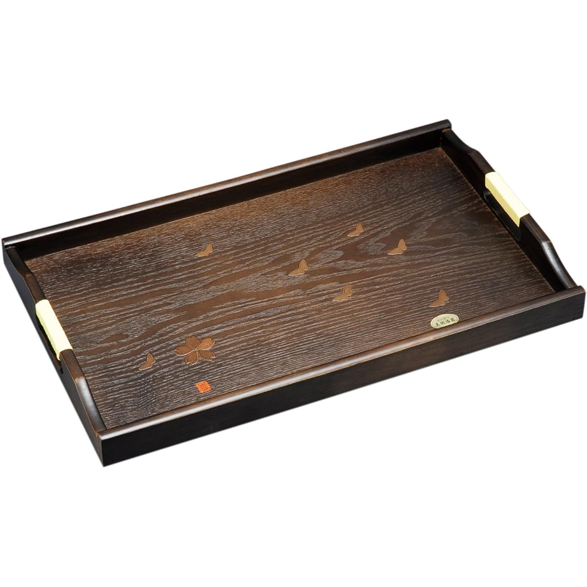 Nakanishi Kogei Wooden Tray Fuji Wakitori Bon Flower and Butterfly 51cm 2450042