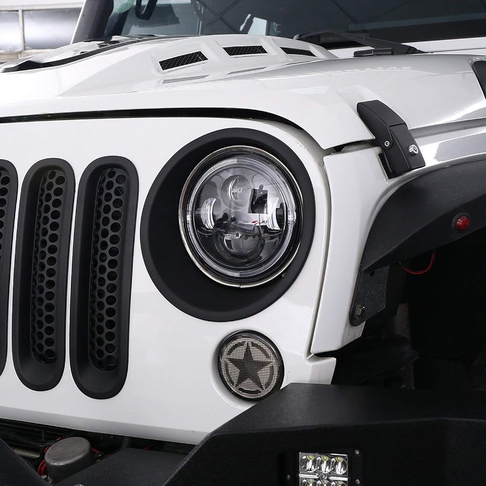 U-BOX Wrangler Headlight Besel Cover Insert Mat Black Head Lamp Trim WRANGLER JK & WRANGLER UNLIMITED 2007-2015 Compatible pair