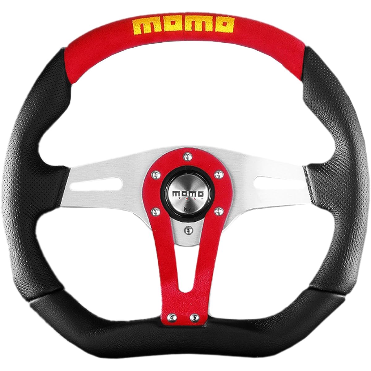 MOMO TRK35BK0R Trek Red 350 mm Leather Steering Wheel