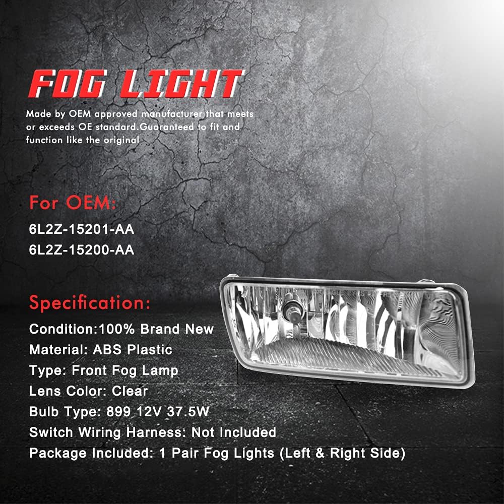 Driving fog light lamp replacement 2006 2007 2008 2009 2010 Ford Explorer 9005 12V 65W With halogen bulb (clear lens)