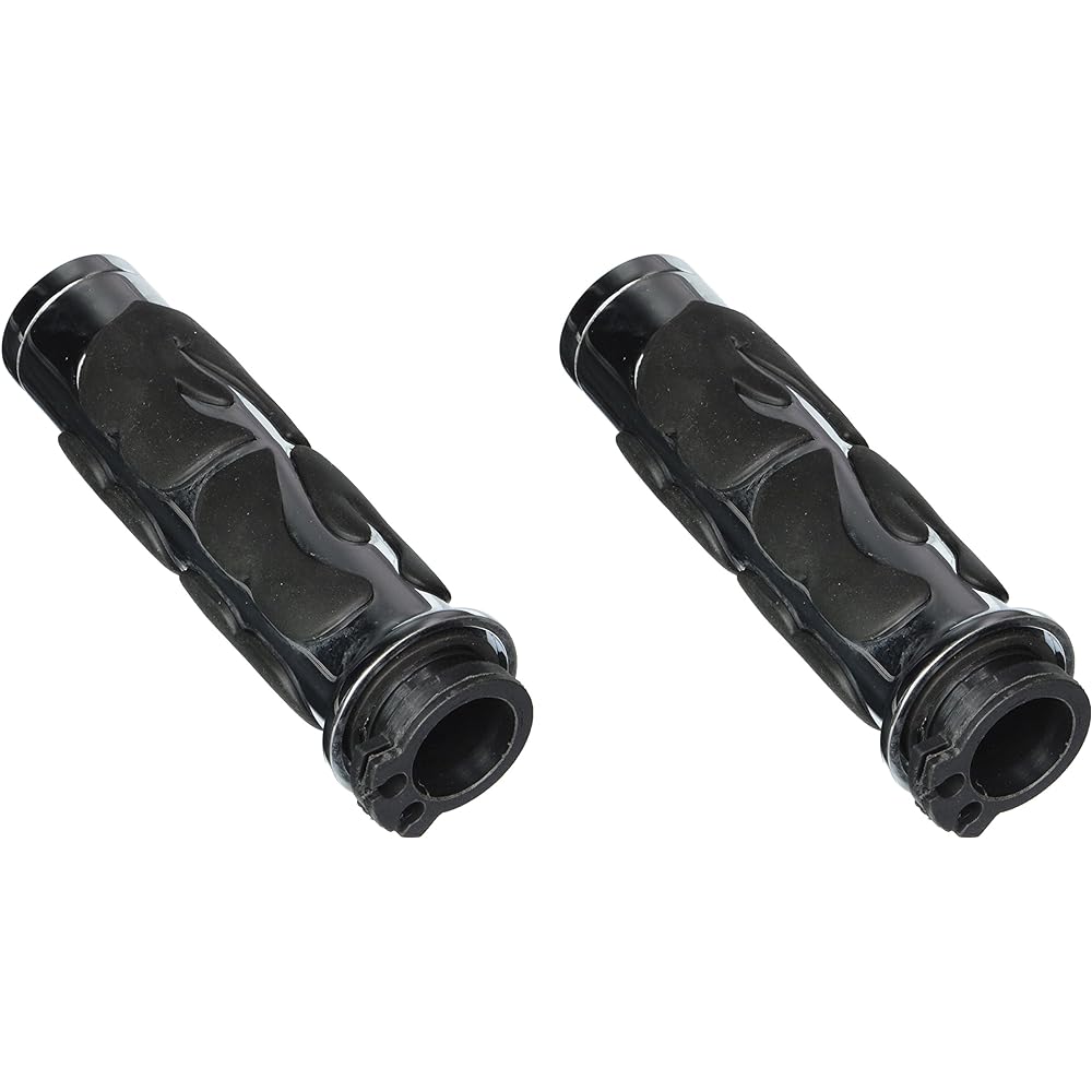 Krator HG007A (Chrome & Rubber Billet Hand Grip Black Frame Set Compatible with Harley Cruiser Chopper)